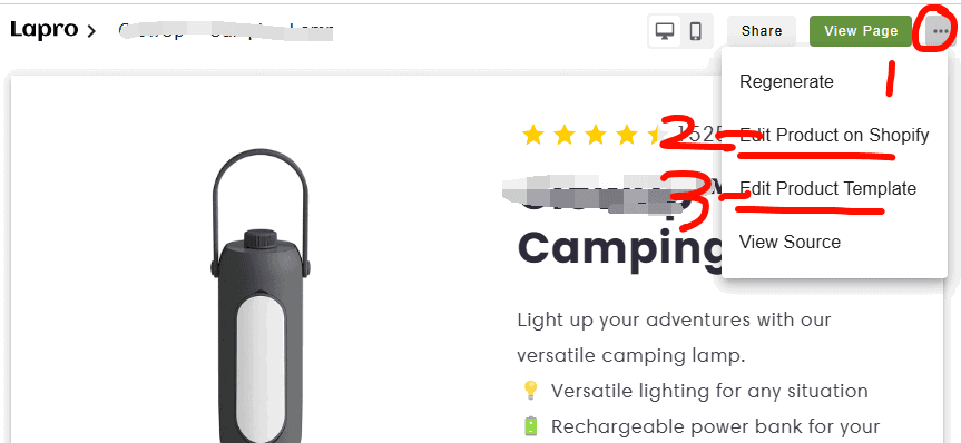 Edit from Product Listing